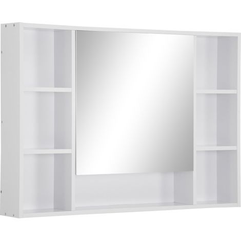 Pensile da Bagno con Anta a Specchio 100x15x70 cm in MDF Bianca (1/5)