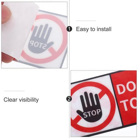 Autocollants Ne Pas Toucher de Sécurité, Vinyle Adhésif, 4 Feuilles Avertissement pour Hôpitaux et Écoles, Usage Polyvalent sur Murs, Verre et Boîtes à Outils (1/5)