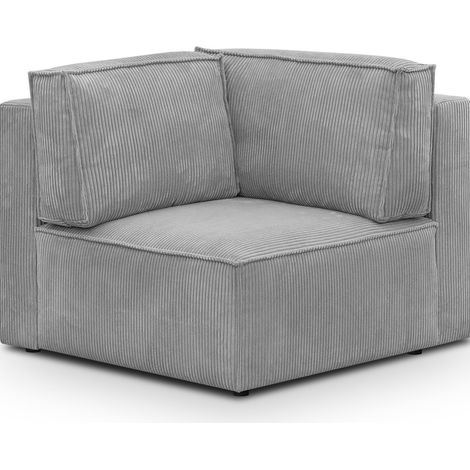 Module d'angle à gauche en velours côtelé gris clair - Harper Mod (1/3)