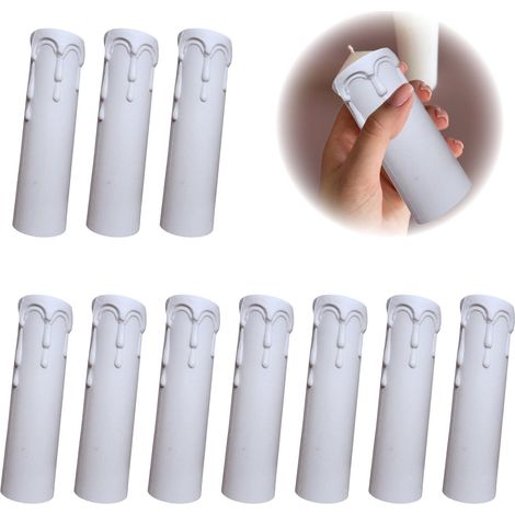 Bougies Lustre Tubes, Couvre Couvercle de Bougie Manchon, Anti-Goutte Manchon, Douille de Bougie en Plastique, Fourreau de Bougie, pour Remplacer Lustres Appliques, 10 Pièces (1/5)