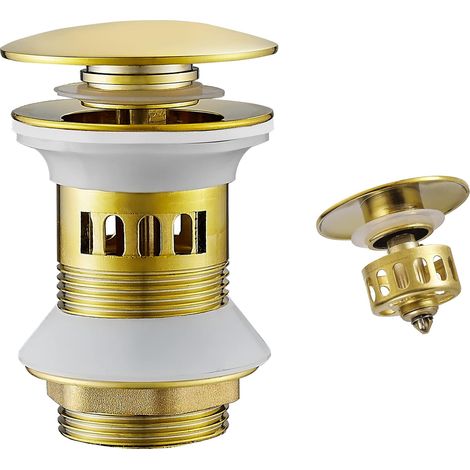Bonde de Lavabo Pop Up avec Trop Plein, Bouchon de Vidange avec Panier à Crépine, Bonde de vidage pour lavabo de Salle de Bain Laiton (1/5)