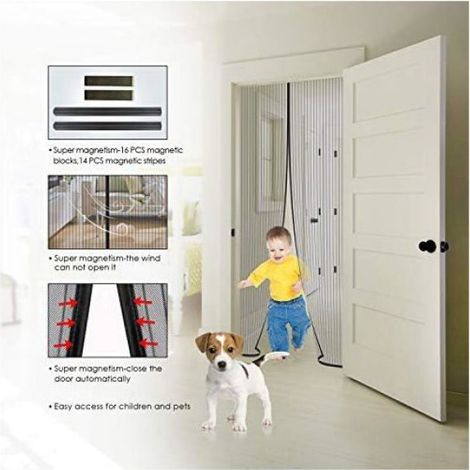 Moustiquaire magnétique pour porte-fenêtre - - 90x240 cm - Maillage ultra résistant - Fermeture magnétique (1/5)