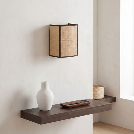 Aplique de Pared en Rafia Beige y Cinta Negra  Serie ELEA (1/4)