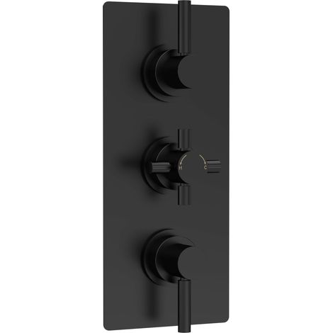 Hudson Reed Tec Pura Concealed Shower Valve Triple Handle - Matt Black (1/2)