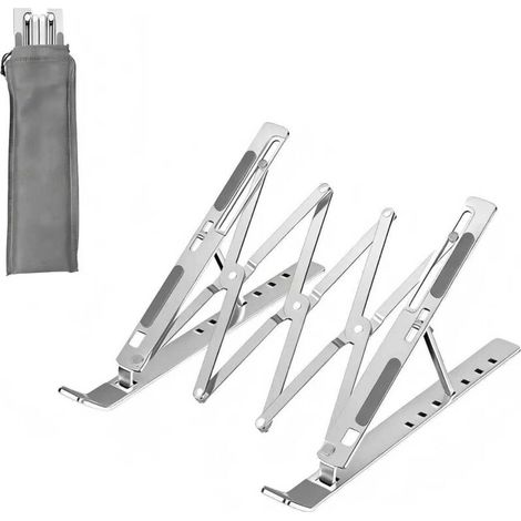 Support ordinateur portable en aluminium, pliable ventilé, réglable hauteur, support ergonomique compatible avec les ordinateurs portables/tablettes de 10-17 pouces, pour MacBook Pro/Air HP Dell (1/4)