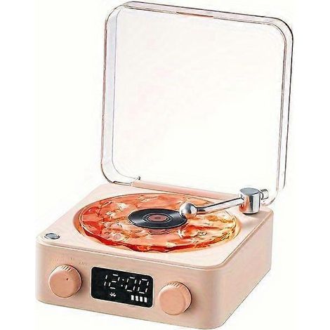 Platine vinyle rétro avec haut-parleur à bruit blanc, 4 sons naturels, projection RGB et éclairage d'ambiance, Bluetooth sans fil, 4 modes de lecture, cadeau idéal pour les fêtes (1/5)