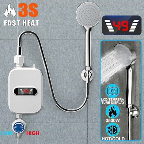 Rubinetto scaldabagno istantaneo GABRIELLE 220V 3500W con display digitale, spina UE, rubinetto per doccia calda per bagno, casa di campagna, hotel, chalet (1/5)