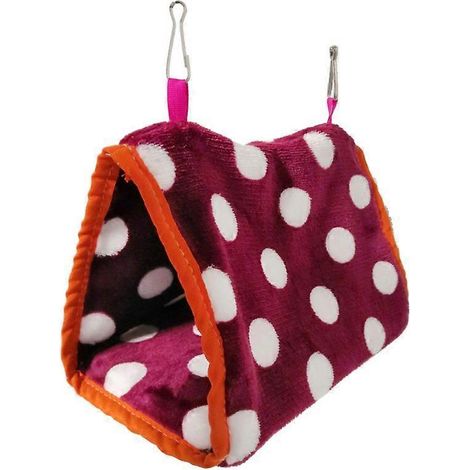 Nid suspendu pour oiseau hiver chaud - Hamac douillet en peluche, cachette douce pour sommeil et jeu - Parfait pour perroquet, hamster - Tente moelleuse Burgundy M