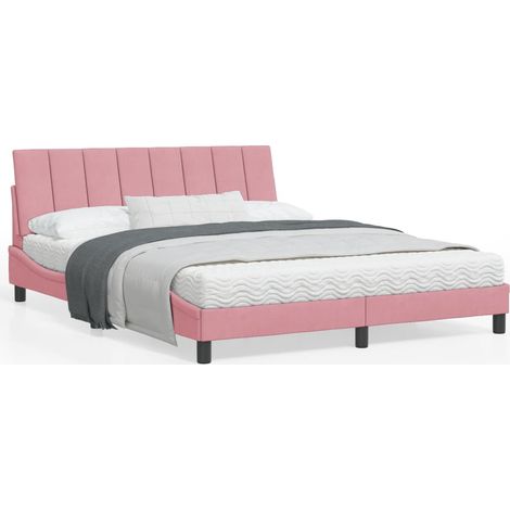 Cadre de lit avec tête de lit Rose 160x200 Velours (1/5)