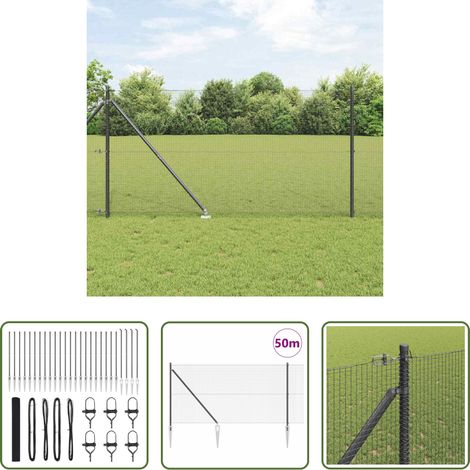 vidaXL Clôture en acier - Poteau de clôture. Gris 50 x 1,4 m (16 x 16 mm grillage) (1/5)