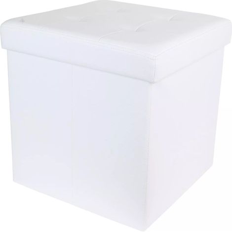 Coffre Pouf Pliable - HOME DECO FACTORY - Blanc - Design - Capitonné (1/10)