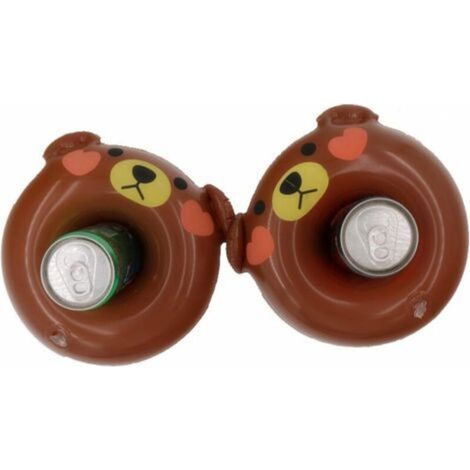 Bar Flottant pour Piscine,Matelas Gonflable Piscine,Ours Mignon Porte-gobelet Gonflable pour Piscine Flotteur Porte-Boissons Bateau Porte-bière Anneau de Natation Bar Plateau Jouets de Bain