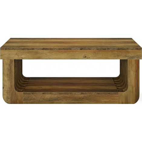 Table basse 2 niveaux en MDF marron, étagère inférieure, pieds réglables, design campagne rustique, 120 x 60 x 45 cm, rangement ouvert pour salon et petit espace – CHICFURN (1/5)