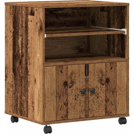 Support d'imprimante avec stockage Bois ancien 60 x 48 x 74 cm
