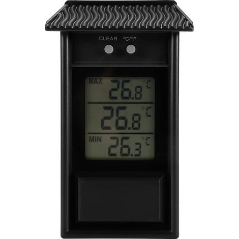 Thermomètre de Serre, Moniteur de Thermomètre Numérique à Effet de Serre Numérique Min Étanche Résolution de 0,1 ° C, Plage de Température de -20 à 50 ° C, Alimenté par Batterie Murale (Noir) (1/5)