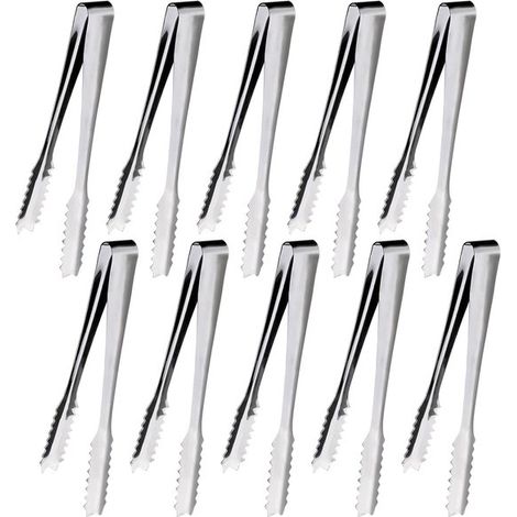 Set di 6 pinze da cucina in acciaio inox, mini pinze per caramelle da 15 cm, pinze da portata, pinze per il ghiaccio, ideali per matrimoni, bar e feste. (1/5)