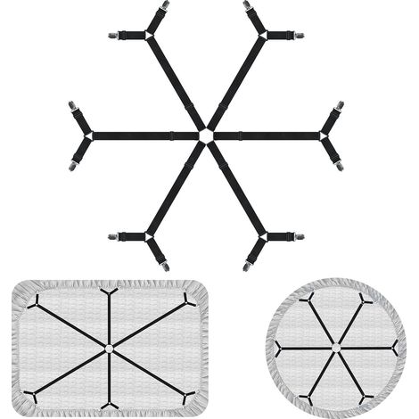 Sangles de drap, pinces élastiques croisées pour drap-housse, fixateur réglable 6 directions, clips de maintien pour matelas twin et king, lot de 6, noir (1/5)