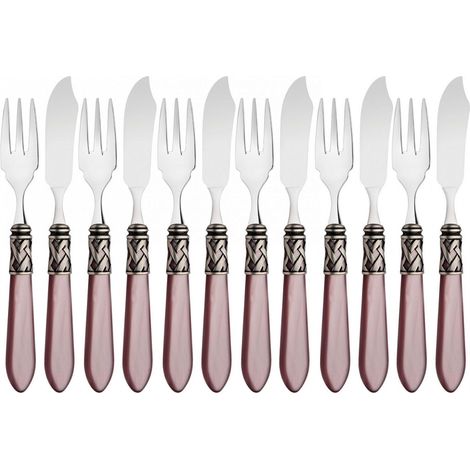 ALADDIN Ghiera Argento Anticato, Posate Set 12 pz Pesce, Casa