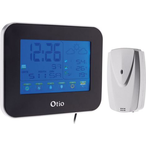 Otio – Station météo tactile couleur – Prévisions météo, température et humidité – Usage intérieur et extérieur – Écran rétroéclairé