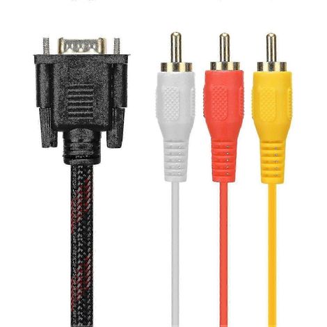 Câble adaptateur VGA vers AV, convertisseur audio/vidéo RCA 15 broches vers 3 broches, compatible avec les lecteurs DVD PC. (1/5)