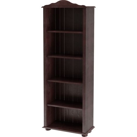 Bibliothèque haute en pin marron – Design classique avec étagères solides – Bois massif certifié FSC® – Idéale pour rangement décoratif (1/3)
