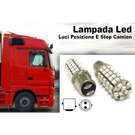 24V Lampada Led BAY15D 1157 S25 68 Smd Rosso Luci Posizione e Stop Camion (1/3)