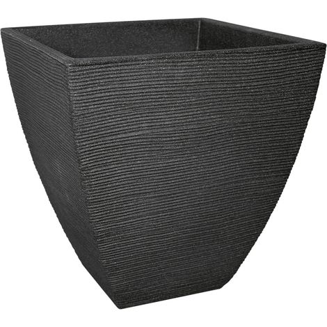 Rillentopf quad 40 cm H 42 cm anthrazit