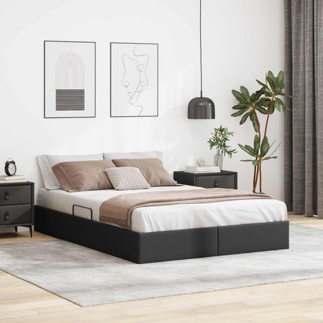 Estructura de Cama Ottoman Negro 140 x 190 cm Cuero sintético (1/5)