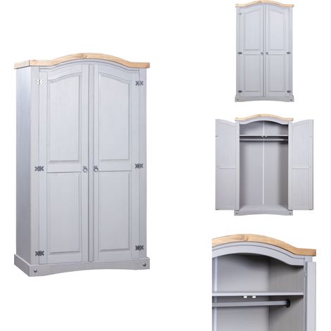 Kleiderschränke - Living Kleiderschrank Mexiko-Stil Kiefernholz 2 Türen Grau (1/5)