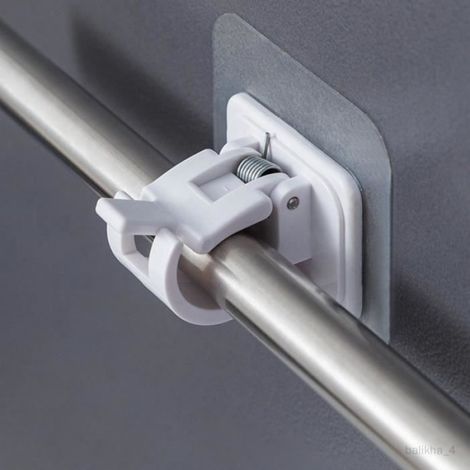 2x support de tringle à rideau auto-adhésif de crochet de draperie de tige de fixation de tringle Blanc (1/4)