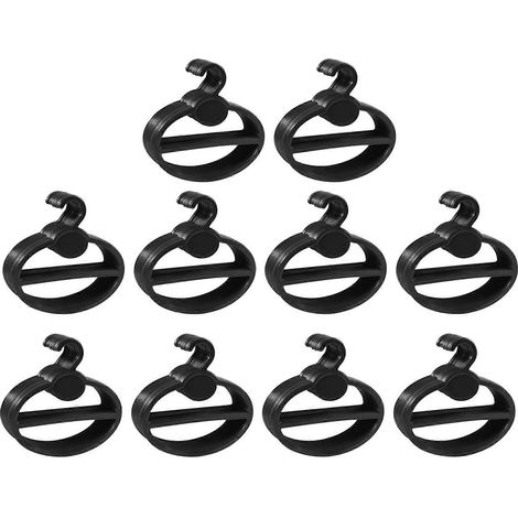 200x Organisateur de porte-écharpes, châles et cravates, cintres ovales en plastique noir (à crochet) (1/5)