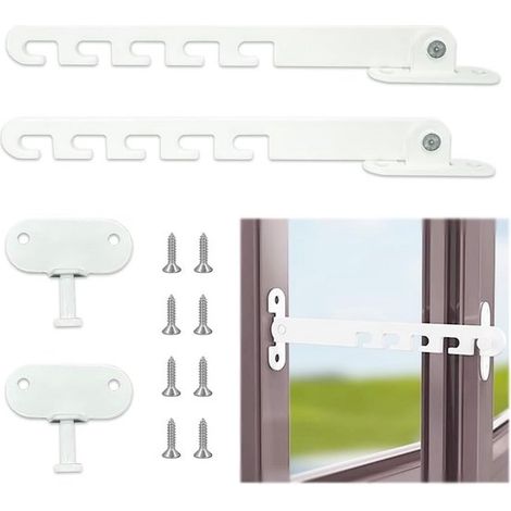 Kit de verrouillage pour fenêtres oscillo-battantes, en métal, 2 pièces, comprenant butée de fenêtre et vis. (1/5)