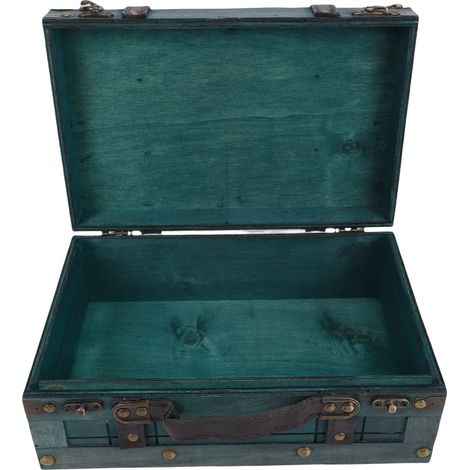 Vintage-Holztruhe mit Deckel, Retro-Koffer, tragbare Box, antike Fotorequisiten, S 1624C-01 Grün (1/5)