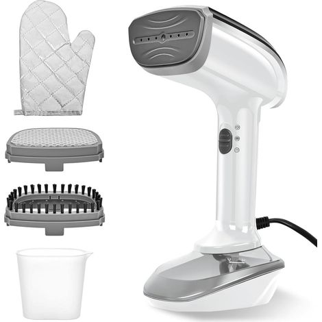 Défroisseur vapeur portable puissant - 1800 W / 25 g/min de vapeur - 1 pièce - Blanc - Idéal pour la maison, le bureau et les voyages (1/5)