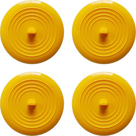 Bouchon de baignoire, bouchon de vidange en silicone, bouchon pour cheveux, couvercle à ventouse plat pour accessoires de cuisine et de salle de bain et de linge (jaune) (1/5)