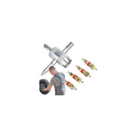 Outil De Retrait Noyau Valve Pneu – Kit Réparation Pneus Voiture 4 En 1 Jeu Clés À Tournevis Pour Accessoire Multifonction Fer Zingué-installateur Dissolv -