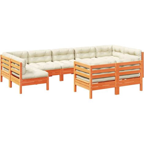 Maison Exclusive - Set de sofás jardín 9 pzas con cojines madera (1/5)