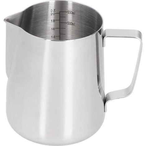Pot à lait inox 600ml pour mousse à café, anti-ébouillantement, polyvalent pour cuisine (1/5)