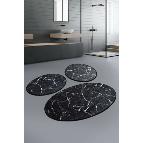 Alfombra de Baño Tuscaloosa, Lavable a Máquina, 60x100 cm Negro (1/5)