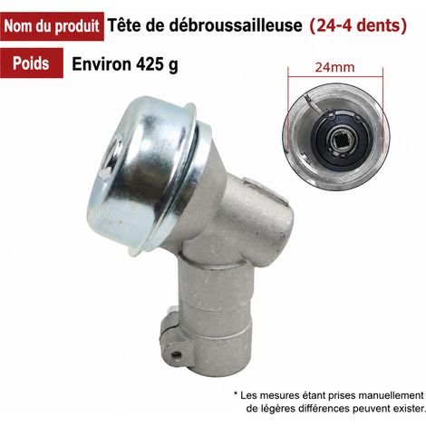 Tête réducteur de débroussailleuse tube 24 mm embout carré modèle coréen métal réf 4980 16 × 8 × 9 cm 425 g – Livraison gratuite