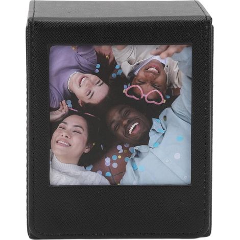 Boîte de rangement pour photos polyvalente de grande capacité avec fermeture magnétique en PVC pour photos, cartes bancaires, timbres (Noire) (1/5)