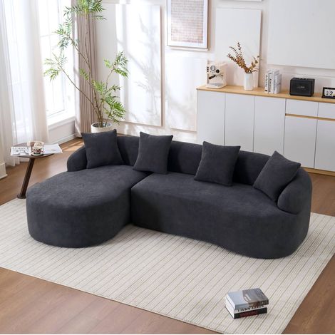 Sofa aus Chenille, dunkelgrau, bogenförmiges 3-Sitzer-Kompressionssofa, modular, werkzeugfreie Montage, leicht zu bewegen (1/5)