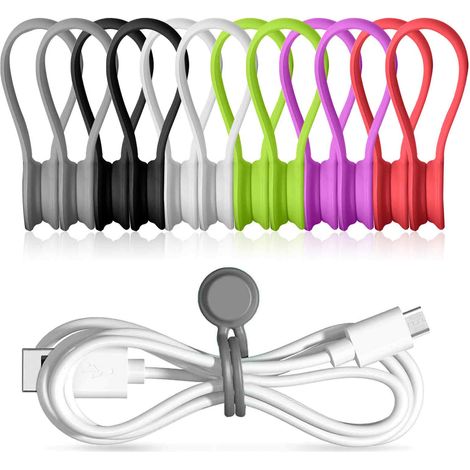 Avvolgicavo riutilizzabile in silicone per raggruppare e organizzare i cavi, clip magnetiche leggere e portatili, portachiavi da appendere - AquaForge (1/5)
