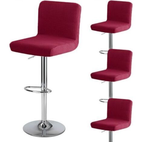 Housse De Tabouret De Bar Avec Dossier - Extensible Impermeable En Polyester Elasthanne - Pour Tabourets Hauteurs 30 A 46 Cm - 4 Pieces (1/5)