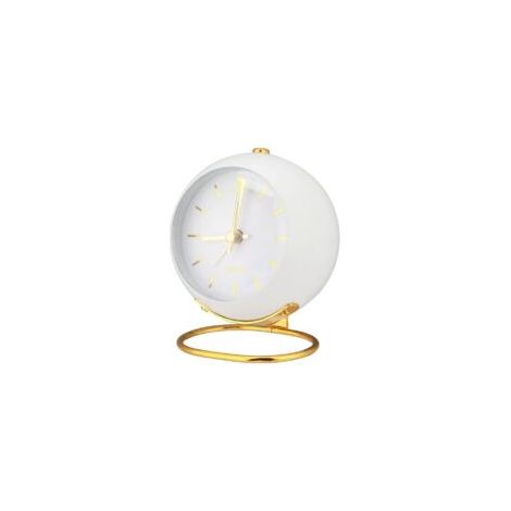 Weißer analoger Wecker mit Licht, kleiner geräuschloser Wecker (1 Stück). - Crezuo