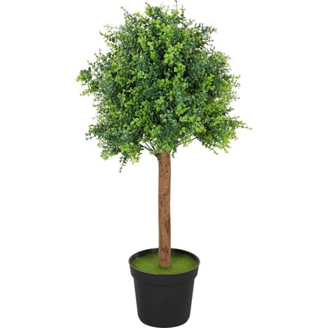 Buis artificiel 90 cm en pot plastique, plante décorative réaliste pour salon maison bureau (1/5)