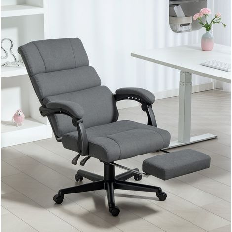 MEUBLIV Silla de oficina acolchada gris oscuro, altura regulable, reclinable con reposapiés (1/5)