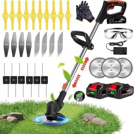 Débroussailleuse sans fil, coupe-herbes télescopique électrique, coupe-bordures de jardin pour taille de gazon et désherbage, tondeuse légère, convient pour arbustes de jardin (1/5)
