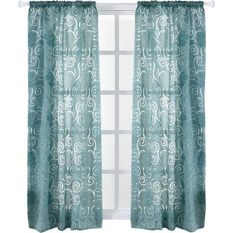 Cortinas opacas de poliéster con estampado floral para dormitorio o salón (Verde) — 100 x 130 cm (1/5)