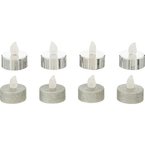 Paris Prix - Lot De 8 Bougies Led colorama 4cm Argent (1/2)
